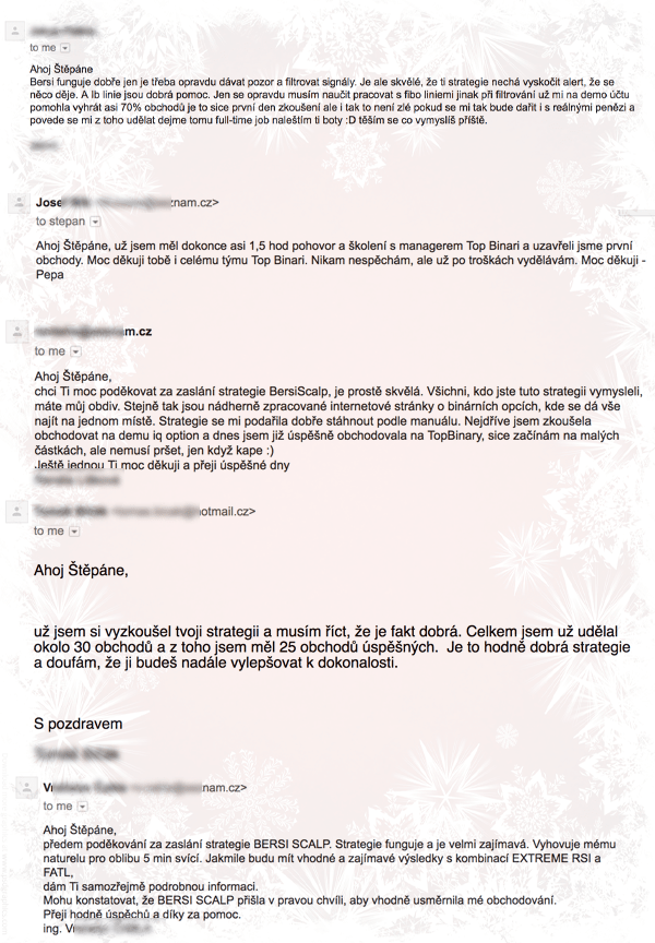 Pár emailů od lidí, kteří jsou s naší prácí spokojení
