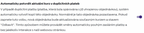 Povolení duplicitních plateb na Simplecoinu