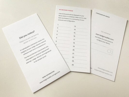 papír pro recovery seed u ledger