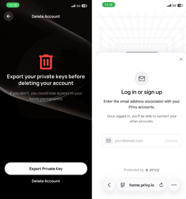 Proces exportování privátních klíčů z Wirex platformy