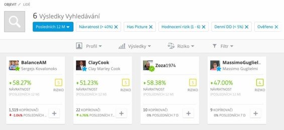 etoro filtr na obchodníky pro kopírování obchodů Výběr obchodníků ke kopírování obchodů na etoro