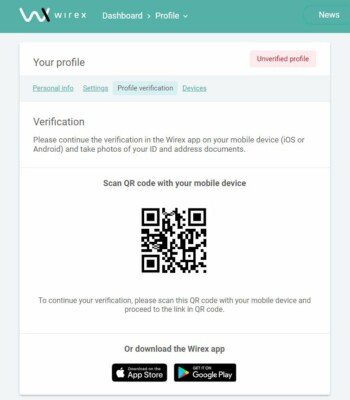 wirex registrace krok 7