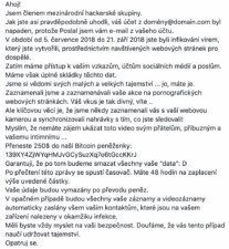 Jedna z verzí podvodného emailu