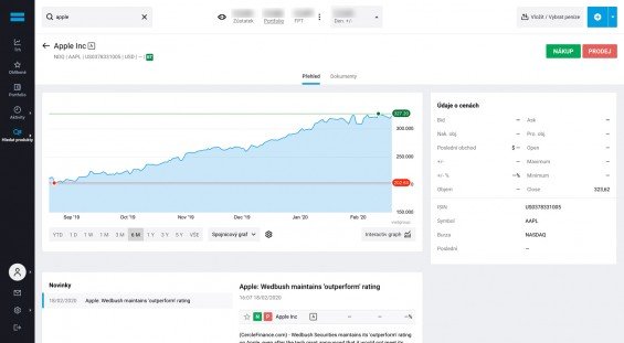 WebTrader platforma splečnosti DEGIRO