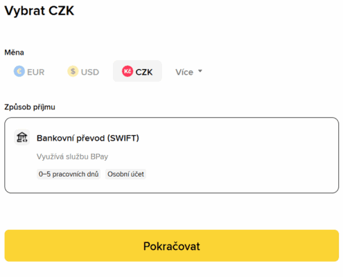 Výběr fiat měn na burze Binance