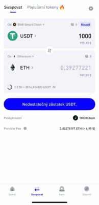 Směna kryptoměn v Trust Wallet