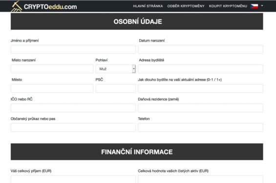 Cryptoeddu formulář pro výběr peněz z XRP balíčku