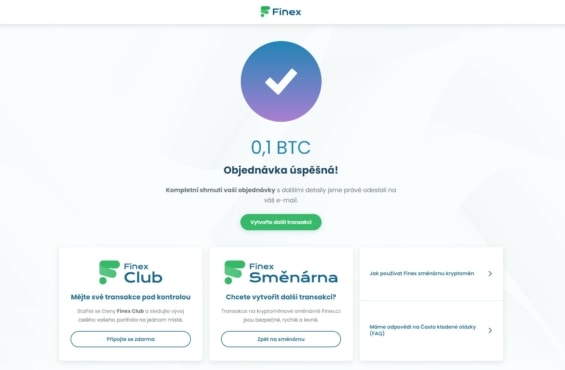 Finex.cz směnárna, obrazovka 3