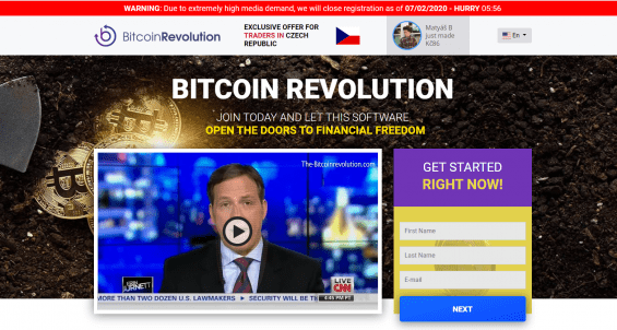 Samotný web Bitcoin Revolution nevzbuzuje moc důvěry.