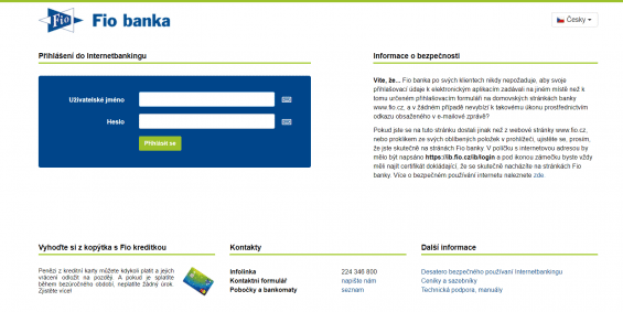 Fio Internetbanking prihlaseni