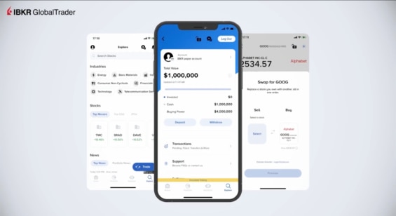 Rozhraní mobilní aplikace IBKR GlobalTrader