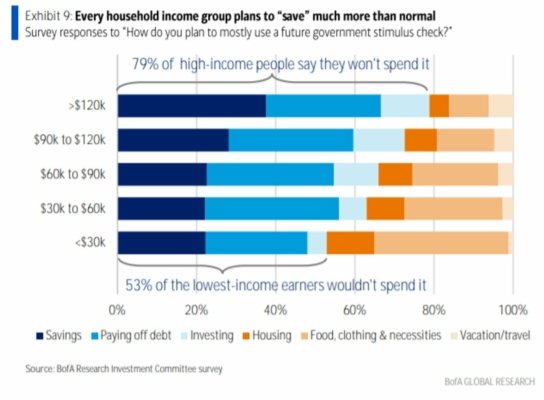 Vysoko i nízko příjmové americké domácnosti investují (spoří) více v době pandemie. Zdroj: markets.businessinsider.com