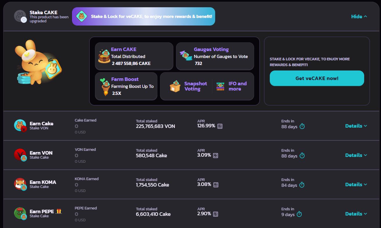Staking CAKE na PancakeSwapu