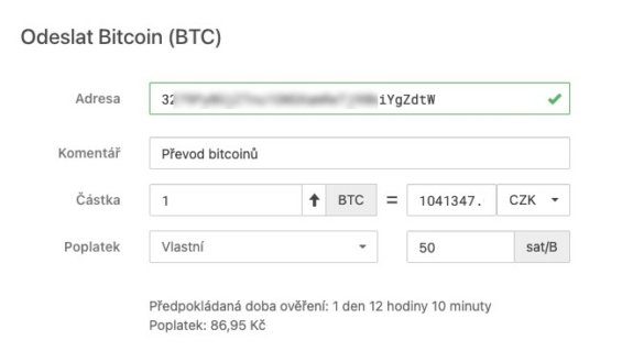 poplatky bitcoin transakce