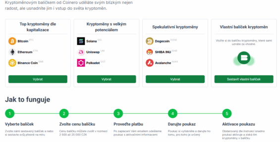 Kryptoměnové balíčky na Coinero