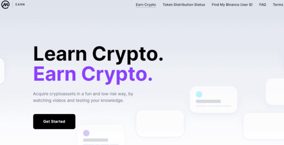 Úvodní stránka stránek Coinmarketcap Earn