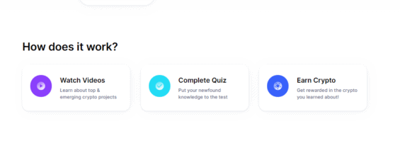 Tři základní kroky - nastudovat kryptoměnu, vyplnit kvíz a inkasovat na peněženku