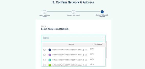 Zvolení adresy pro Ethereum