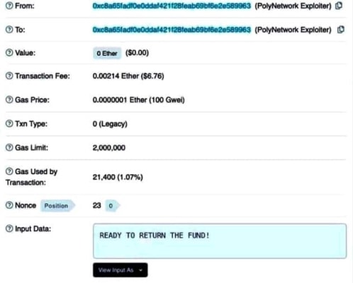 Komunikace s hackerem v ETH transakcích