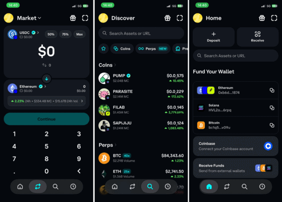 Prostředí Coinbase Wallet