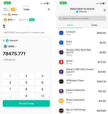 Rozhraní swapu na MyEthereumWallet