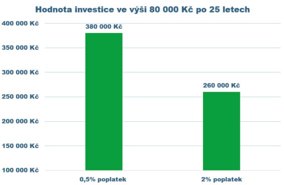 hodnota investice ve výši 80 Kč po 25 letech