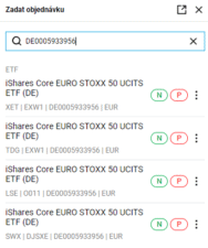 Vyhledání konkrétního ETF na platformě Degiro
