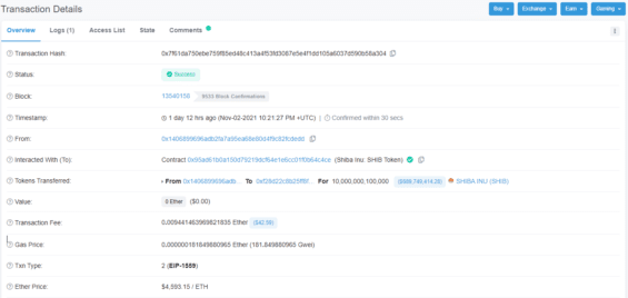 Jedna ze čtyř transakcí - kryptoměna Shiba Inu