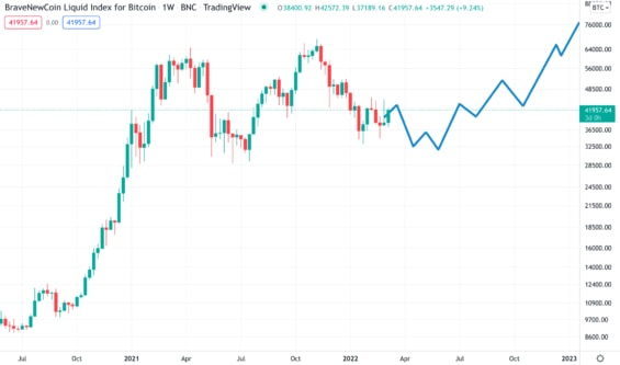 Možný vývoj ceny bitcoinu v roce 2022 - predikce
