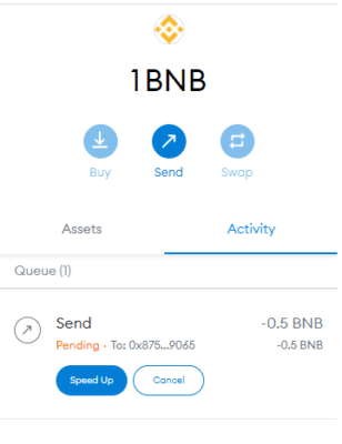 Možnost transakci dodatečně zrychlit nebo zrušit