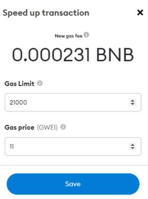 Zrychlení transakce - zvýšíme Gwei