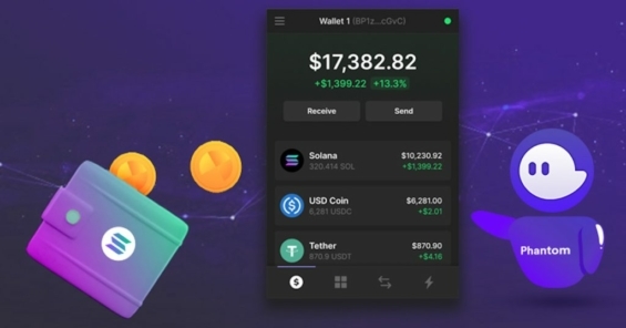 Ukázka Phantom Wallet, nejoblíbenější pěněženky pro Solanu