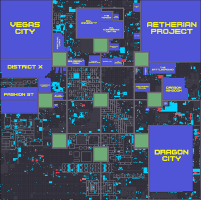 Katastrální mapa Decentralandu