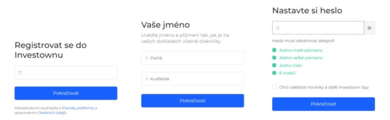 Registrace na crowdfundingové platformě Investown – krok 1.