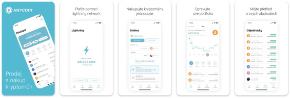 Ukázka mobilní aplikace Anycoin