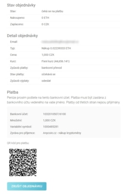 Shrnutí objednávky