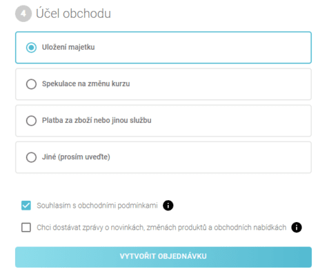 Za jakým účelem nakupujeme? Pro dokončení objednávky je odpověď nutná.