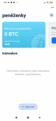 Vytvořená bitcoinová peněženka