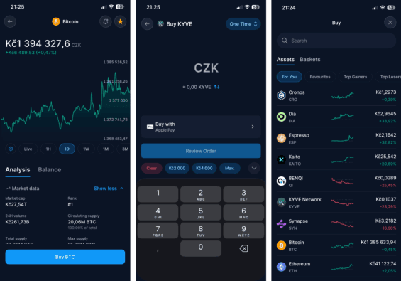 Obchodování v aplikaci Crypto.com