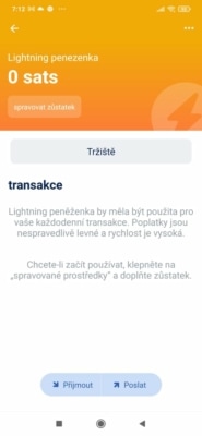 Rozhraní Lightning Network peněženky BlueWallet