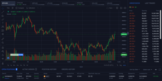 Informace o otevřené pozici na burze Margex
