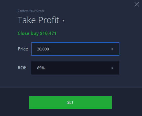 Nastavení prodejní ceny - Take Profit příkaz