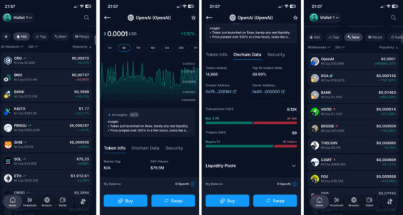 Obchodování v aplikaci Crypto.com Onchain