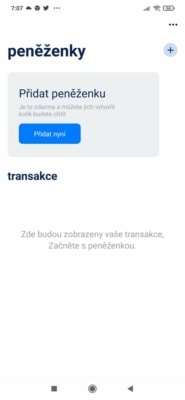 Hlavní rozhraní peněženky BlueWallet