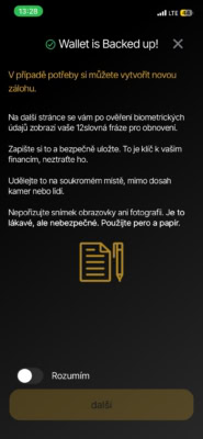 Získání seedu od Wallet of Satoshi