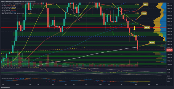 Týdenní graf bitcoinu