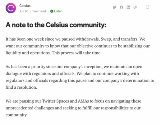 Prohlášení pro komunitu celsius.