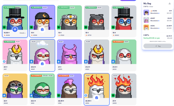 Nákup různých NFT na Genie