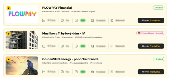 Nabídka investic na platformě fingood