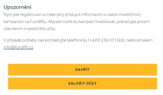 Registrace na crowdfundingové platformě Fundlift – krok 4.